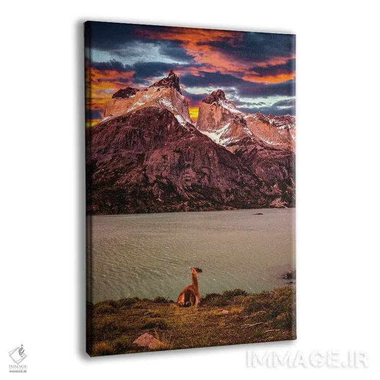 تابلو غروب تماشایی کوهستانی توریس دل پاین، پاتاگونیا، شیلی (۲) اثر الکس جی پرز - نمای پرسپکتیو محصول