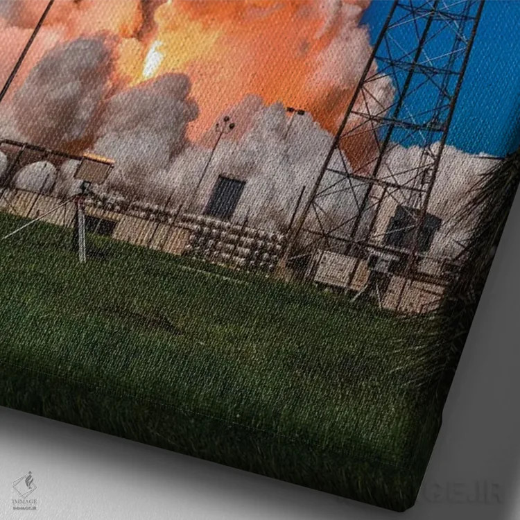 تابلو پرواز موشک به سمت غروب آفتاب (۱) اثر الکس جی پرز - نمای نزدیک بافت بوم