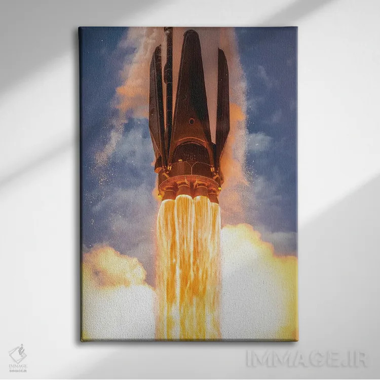 تابلو پرتاب موشک فالکن ۹ اسپیساکس (۴) اثر الکس جی پرز - نمای روبهرو روی دیوار