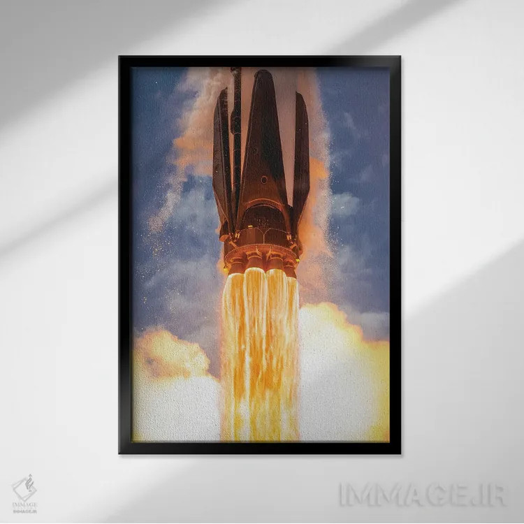 تابلو پرتاب موشک فالکن ۹ اسپیساکس (۴) اثر الکس جی پرز - نمای قابدار مشکی