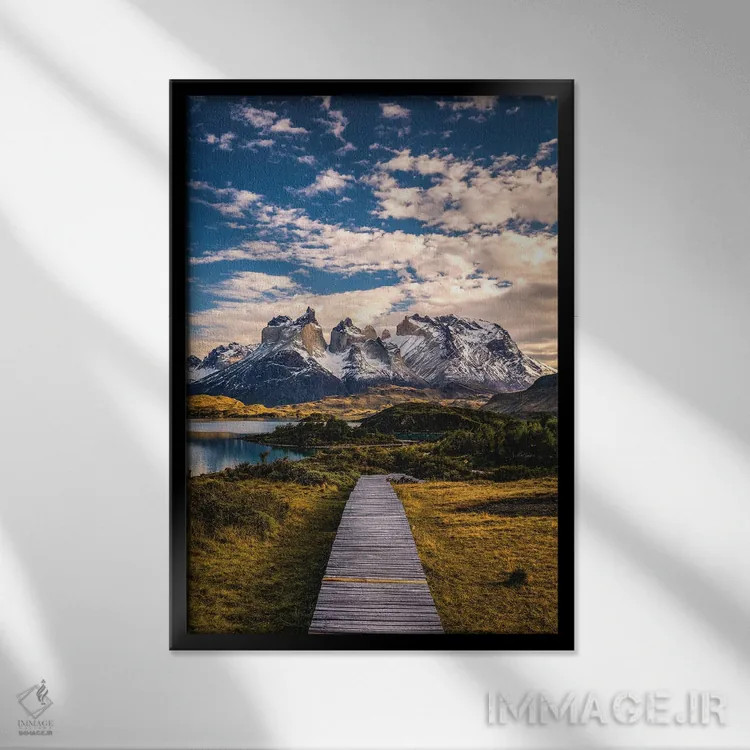 تابلو مناظر کوهستانی توریس دل پاین، پاتاگونیا، شیلی (۶) اثر الکس جی پرز - نمای قابدار مشکی