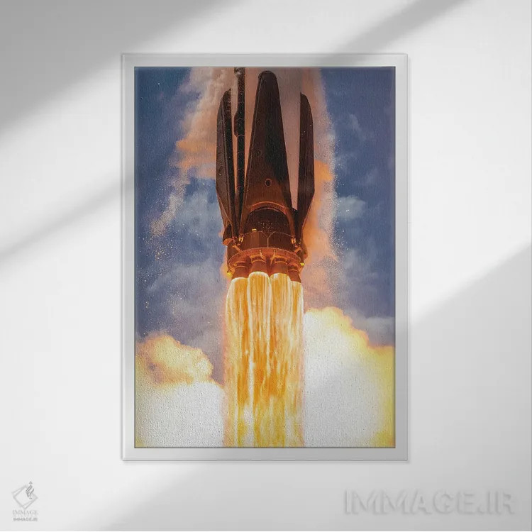 تابلو پرتاب موشک فالکن ۹ اسپیساکس (۴) اثر الکس جی پرز - نمای قابدار سفید