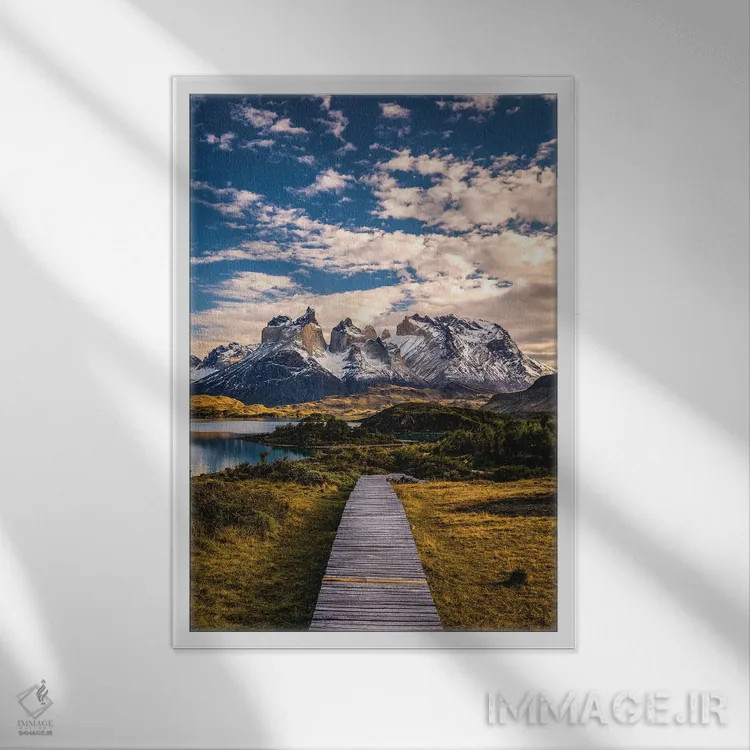 تابلو مناظر کوهستانی توریس دل پاین، پاتاگونیا، شیلی (۶) اثر الکس جی پرز - نمای قابدار سفید