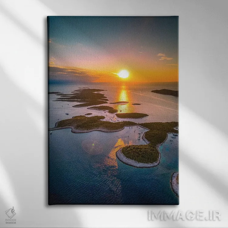 تابلو غروب از نمای هوایی جزایر هوار، کرواسی اثر الکس جی پرز - نمای روبهرو روی دیوار