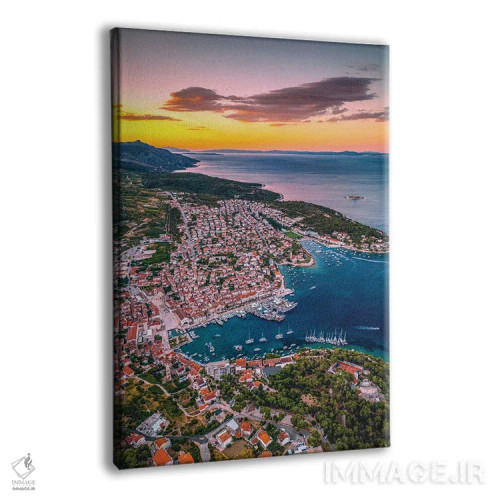 تابلو غروب شهر کوچک هوار از نمای بالا (۵) اثر الکس جی پرز - نمای پرسپکتیو محصول