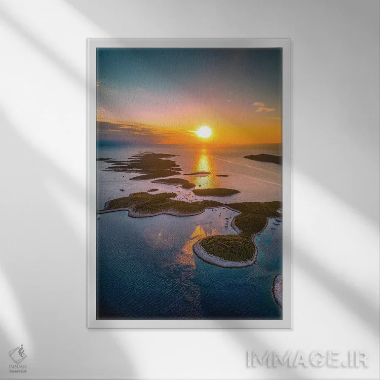 تابلو غروب از نمای هوایی جزایر هوار، کرواسی اثر الکس جی پرز - نمای قابدار سفید