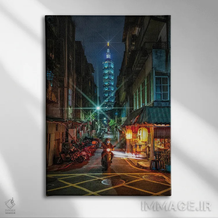 تابلو نگاه به خیابانی به سمت تایپه ۱۰۱ اثر الکس جی پرز - نمای روبهرو روی دیوار