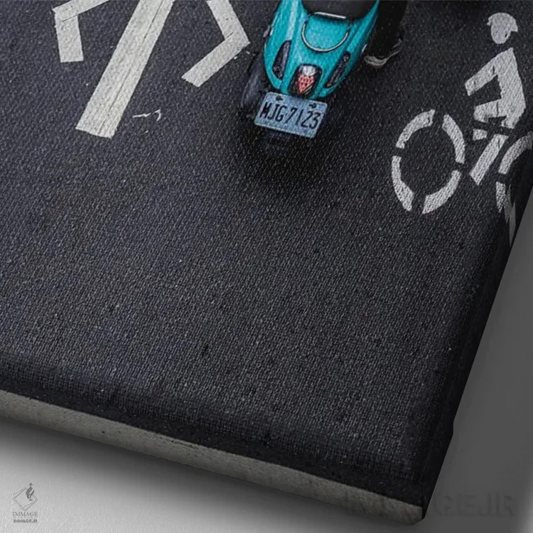 تابلو خیابانهای شلوغ تایپه با اسکوتر (۳) اثر الکس جی پرز - نمای نزدیک بافت بوم