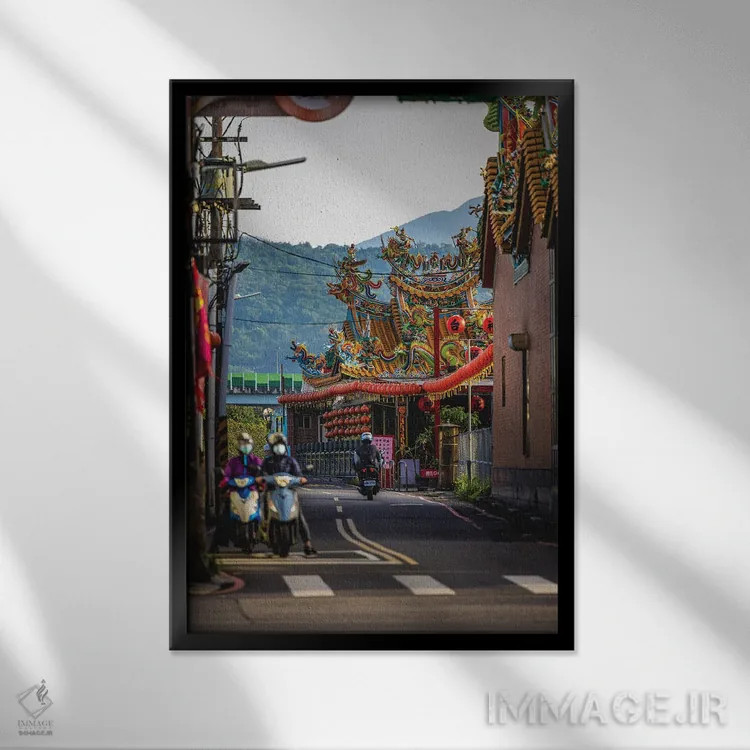 تابلو Taiwan,معبد شنده در تایپه، تایوان اثر الکس جی پرز - نمای قابدار مشکی