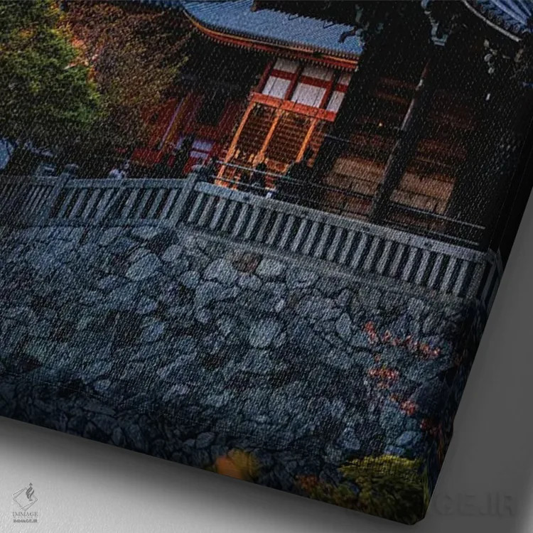 تابلو Japan III,غروب آفتاب در معبد کیومیزو-درا، کیوتو، ژاپن (۳) اثر الکس جی پرز - نمای نزدیک بافت بوم