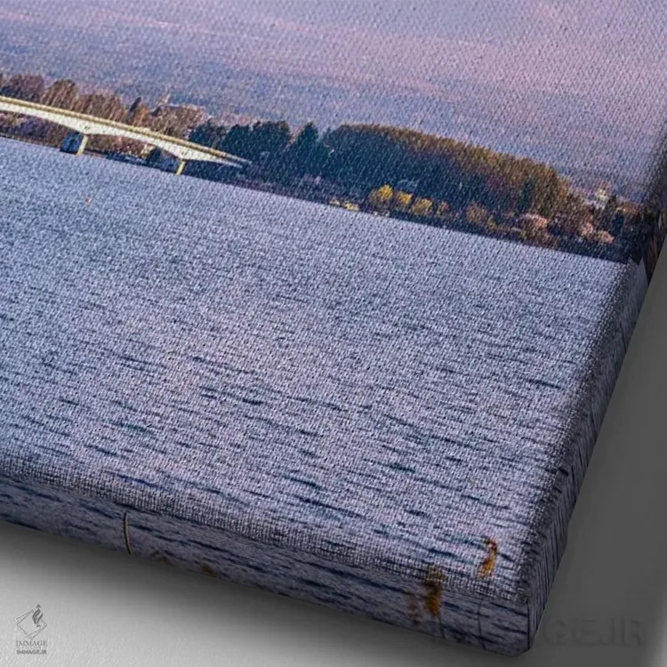 تابلو Lake Kawaguchi VI,منظره کوه فوجی از میان درختان شکوفه گیلاس کنار دریاچه کاواگوچی (۶) اثر الکس جی پرز - نمای نزدیک بافت بوم