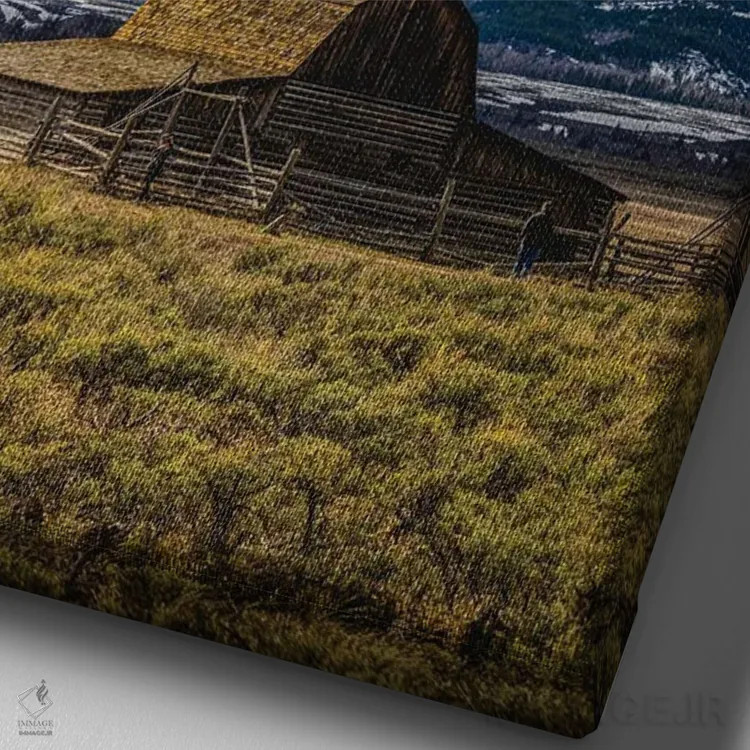 تابلو انبار کشاورزی کوههای بزرگ تیتون (۲) اثر الکس جی پرز - نمای نزدیک بافت بوم
