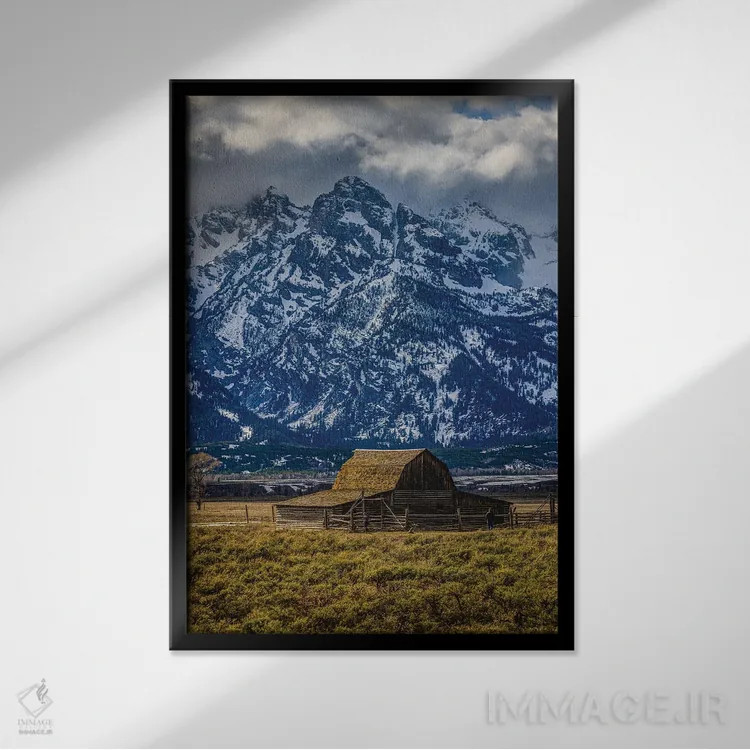 تابلو انبار کشاورزی کوههای بزرگ تیتون (۲) اثر الکس جی پرز - نمای قابدار مشکی