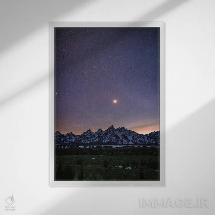 تابلو کوههای بزرگ تیتون، ساعت آبی (۲) اثر الکس جی پرز - نمای قابدار سفید