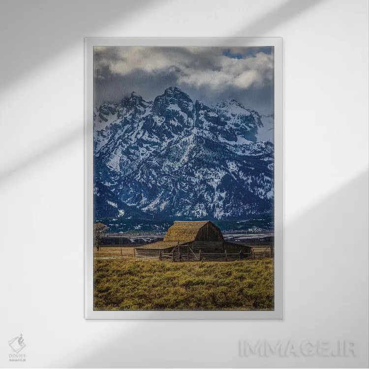 تابلو انبار کشاورزی کوههای بزرگ تیتون (۲) اثر الکس جی پرز - نمای قابدار سفید