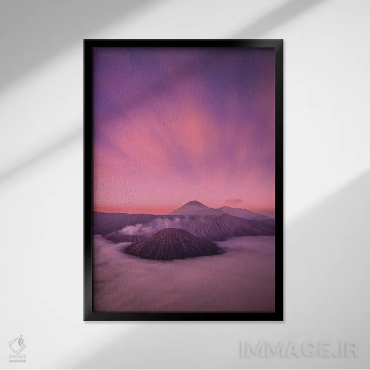 تابلو طلوع آفتاب آتشفشان برومو اندونزی شماره ۲ اثر الکس جی پرز - نمای قابدار مشکی