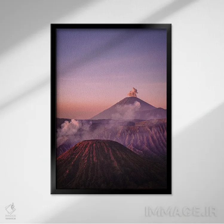 تابلو طلوع آفتاب آتشفشان برومو اندونزی شماره ۴ اثر الکس جی پرز - نمای قابدار مشکی