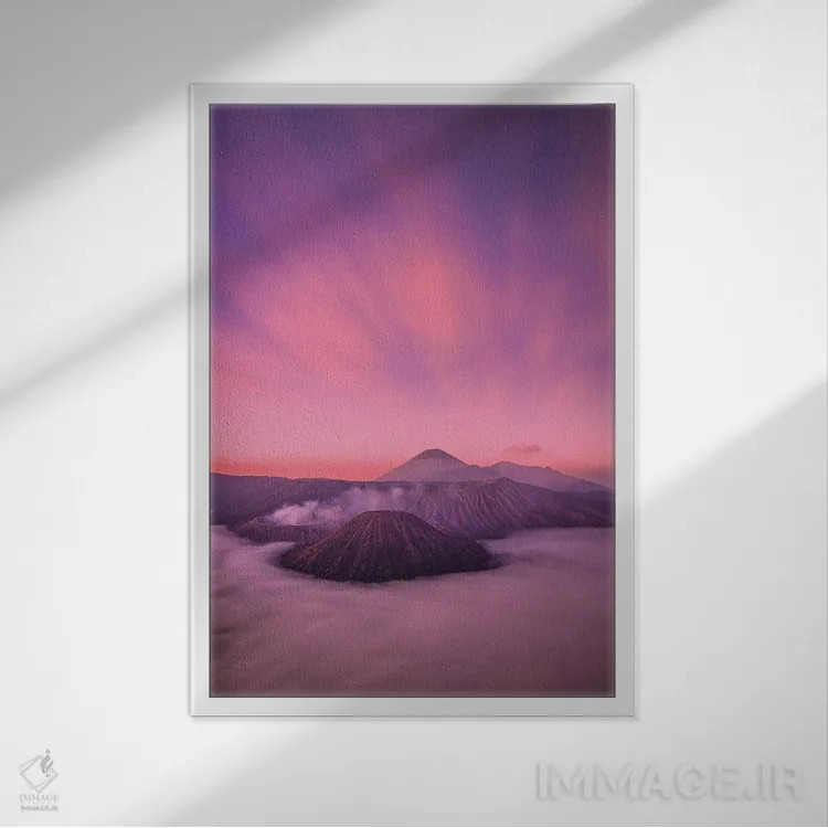 تابلو طلوع آفتاب آتشفشان برومو اندونزی شماره ۲ اثر الکس جی پرز - نمای قابدار سفید
