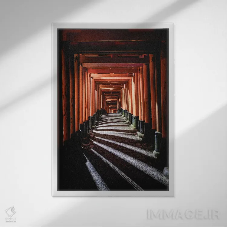 تابلو هزار دروازه معبد فوشیمی ایناری تایشا کیوتو ژاپن شماره ۱ اثر الکس جی پرز - نمای قابدار سفید