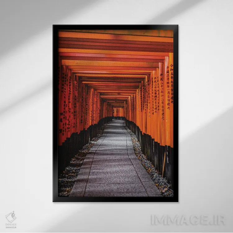 تابلو هزار دروازه معبد فوشیمی ایناری تایشا کیوتو ژاپن شماره ۲ اثر الکس جی پرز - نمای قابدار مشکی