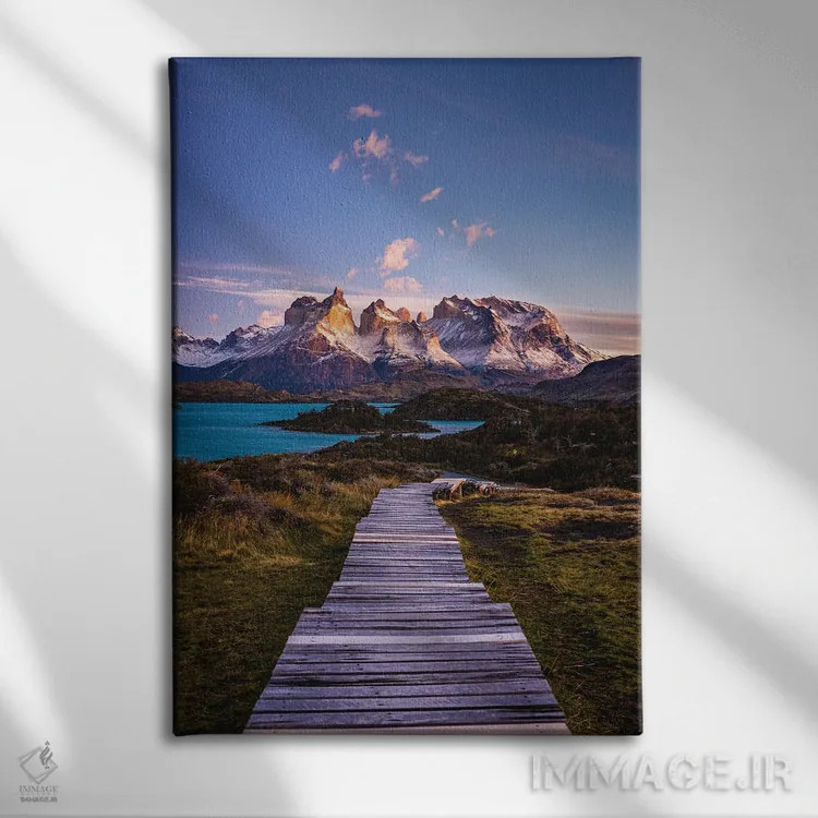 تابلو مسیر پیادهروی طلوع پاتاگونیا اثر الکس جی پرز - نمای روبهرو روی دیوار