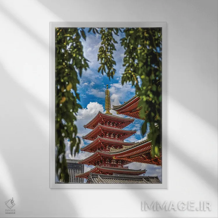 تابلو معبد سنسوجی توکیو ژاپن اثر الکس جی پرز - نمای قابدار سفید