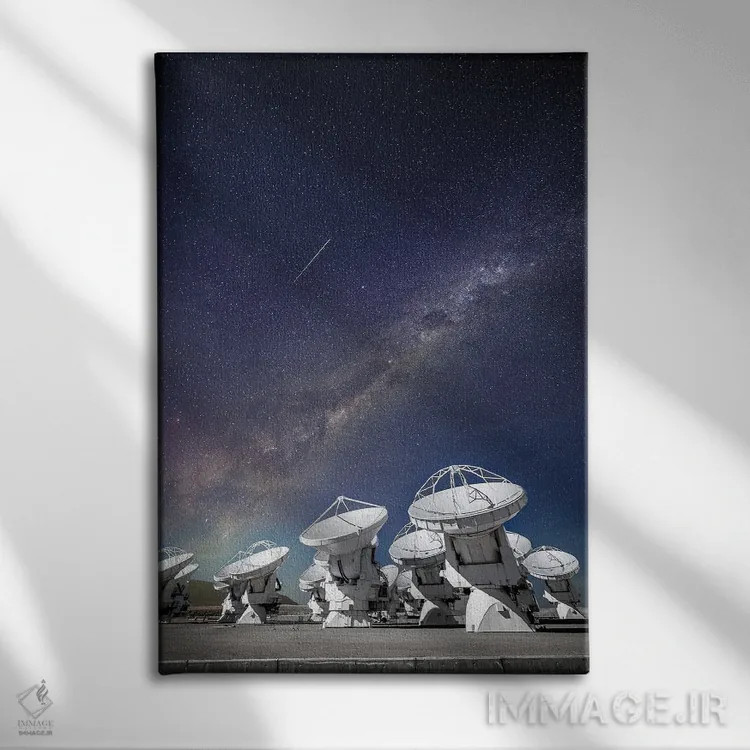 تابلو تلسکوپ رادیویی آلما و کهکشان راه شیری اثر الکس جی پرز - نمای روبهرو روی دیوار