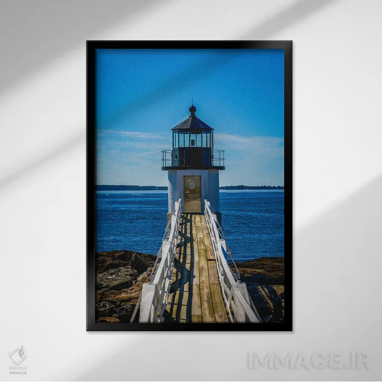 تابلو فانوس دریایی مارشال پوینت اثر الکس جی پرز - نمای قابدار مشکی