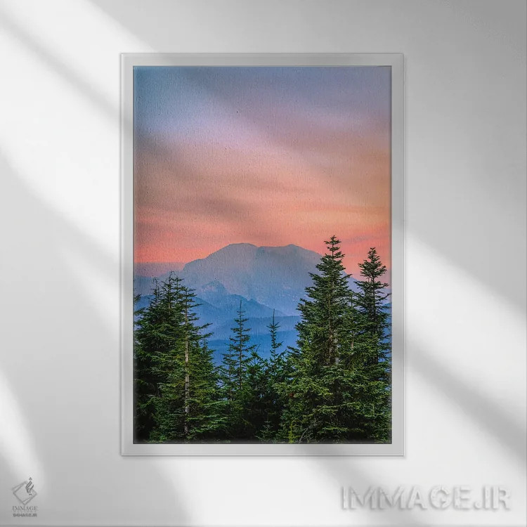تابلو نمای غروب کوه رینیر اثر الکس جی پرز - نمای قابدار سفید