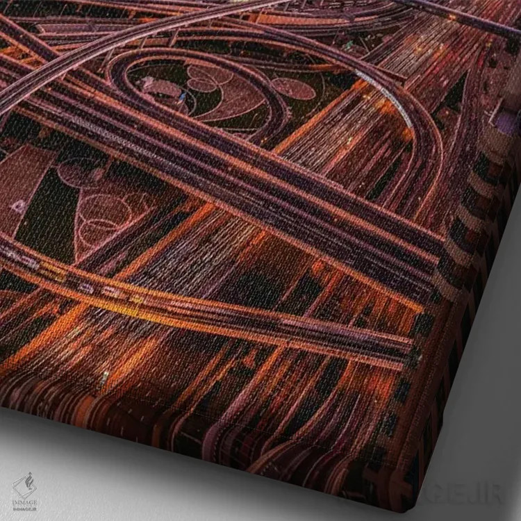 تابلو نمای شهری برج خلیفه دبی در غروب آفتاب I اثر الکس جی پرز - نمای نزدیک بافت بوم