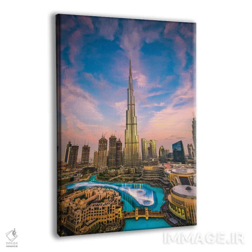 تابلو نمای شهری برج خلیفه دبی در غروب آفتاب II اثر الکس جی پرز - نمای پرسپکتیو محصول