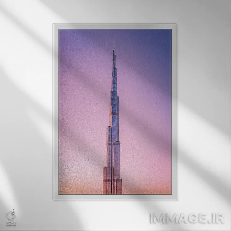 تابلو غروب برج خلیفه دبی اثر الکس جی پرز - نمای قابدار سفید