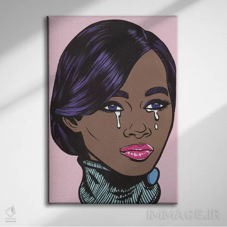 تابلو دختر سیاهپوست مدل گریان اثر آلیسون گاتچل - نمای روبهرو روی دیوار