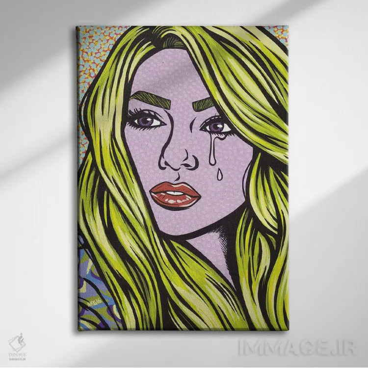 تابلو دختر کمیک بلوند و گریان اثر آلیسون گاتچل - نمای روبهرو روی دیوار