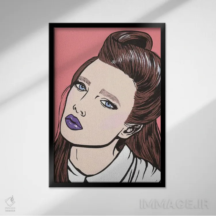 تابلو دختر کمیک سبزه اثر آلیسون گاتچل - نمای قابدار مشکی