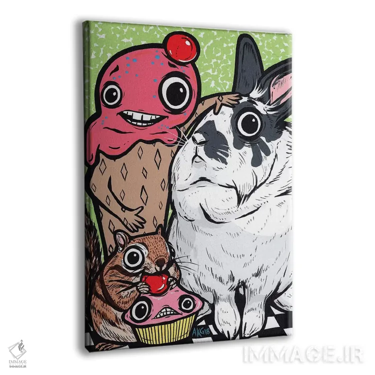 تابلو دوستان خرگوش لیونهند (نژاد لیونهند) اثر آلیسون گاتچل - نمای پرسپکتیو محصول