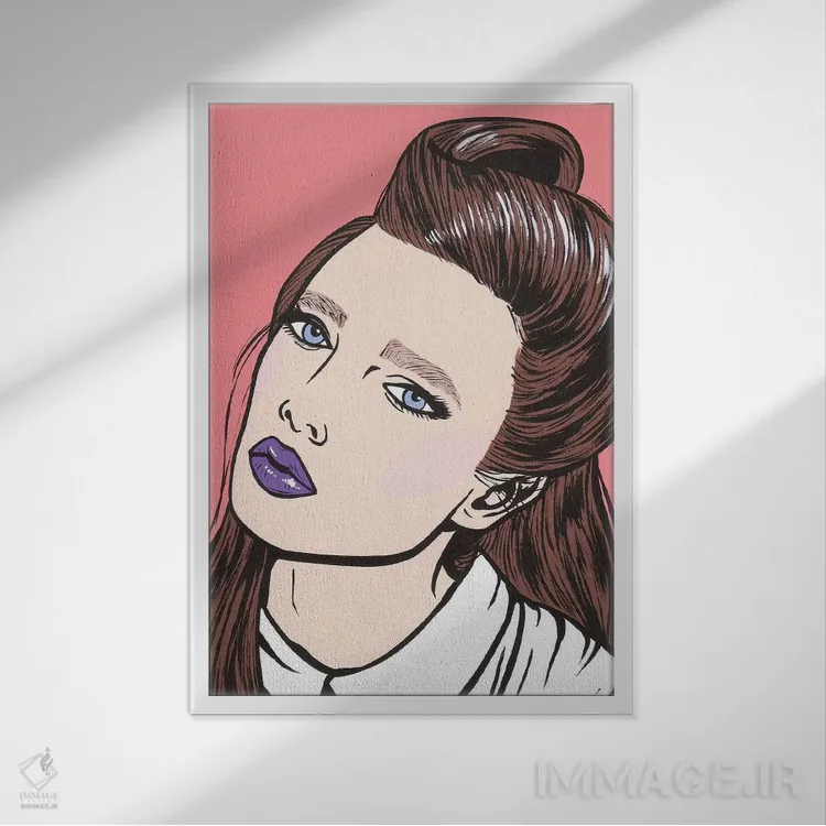 تابلو دختر کمیک سبزه اثر آلیسون گاتچل - نمای قابدار سفید