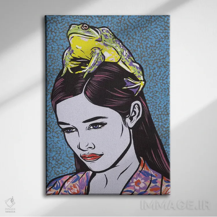 تابلو دختر با قورباغه اثر آلیسون گاتچل - نمای روبهرو روی دیوار