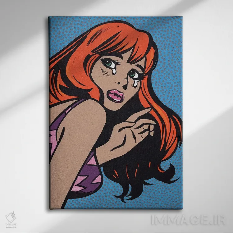 تابلو دختر کمیک مو قرمز گریان اثر آلیسون گاتچل - نمای روبهرو روی دیوار