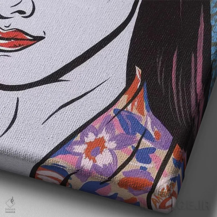 تابلو دختر با قورباغه اثر آلیسون گاتچل - نمای نزدیک بافت بوم