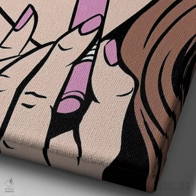 تابلو رژ لب سیندی کرافورد اثر آلیسون گاتچل - نمای نزدیک بافت بوم