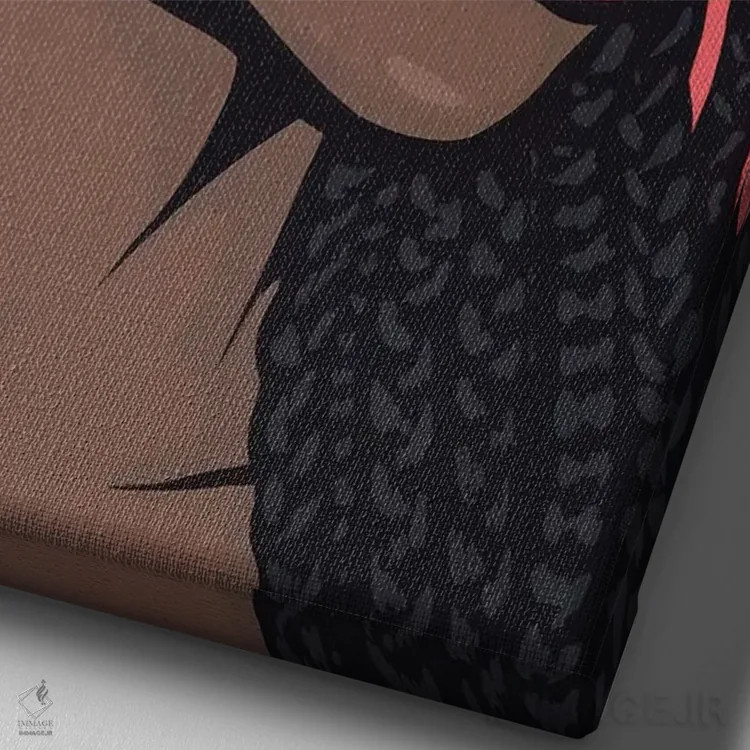 تابلو دختر کمیک گریان با موهای مرجانی اثر آلیسون گاتچل - نمای نزدیک بافت بوم