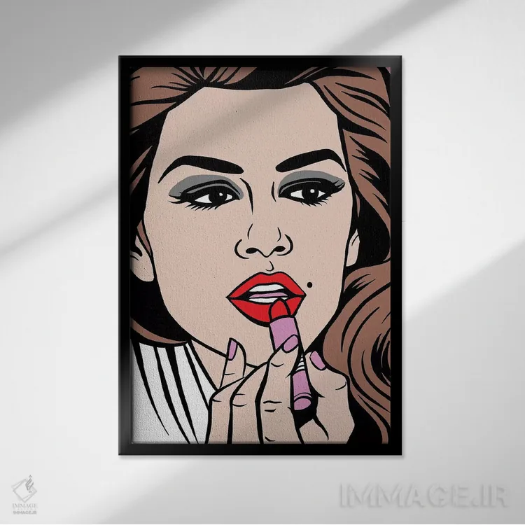 تابلو رژ لب سیندی کرافورد اثر آلیسون گاتچل - نمای قابدار مشکی