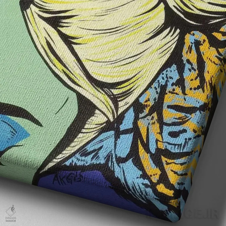 تابلو دختر با جغد اثر آلیسون گاتچل - نمای نزدیک بافت بوم