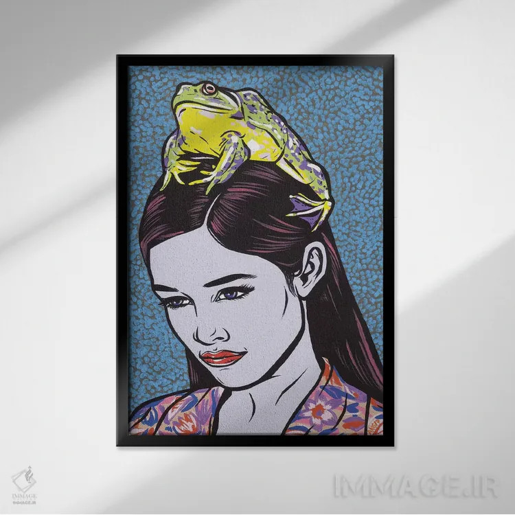 تابلو دختر با قورباغه اثر آلیسون گاتچل - نمای قابدار مشکی