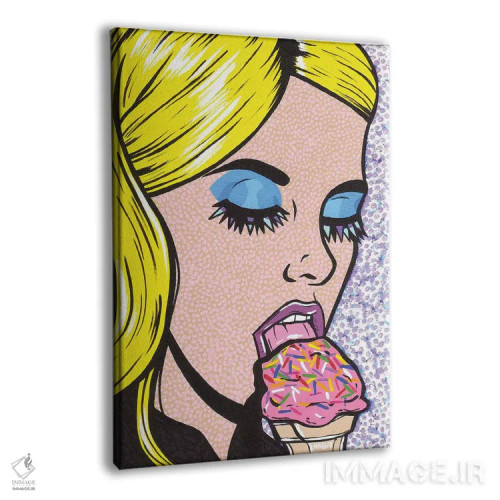 تابلو دختر بستنیخور بلوند اثر آلیسون گاتچل - نمای پرسپکتیو محصول