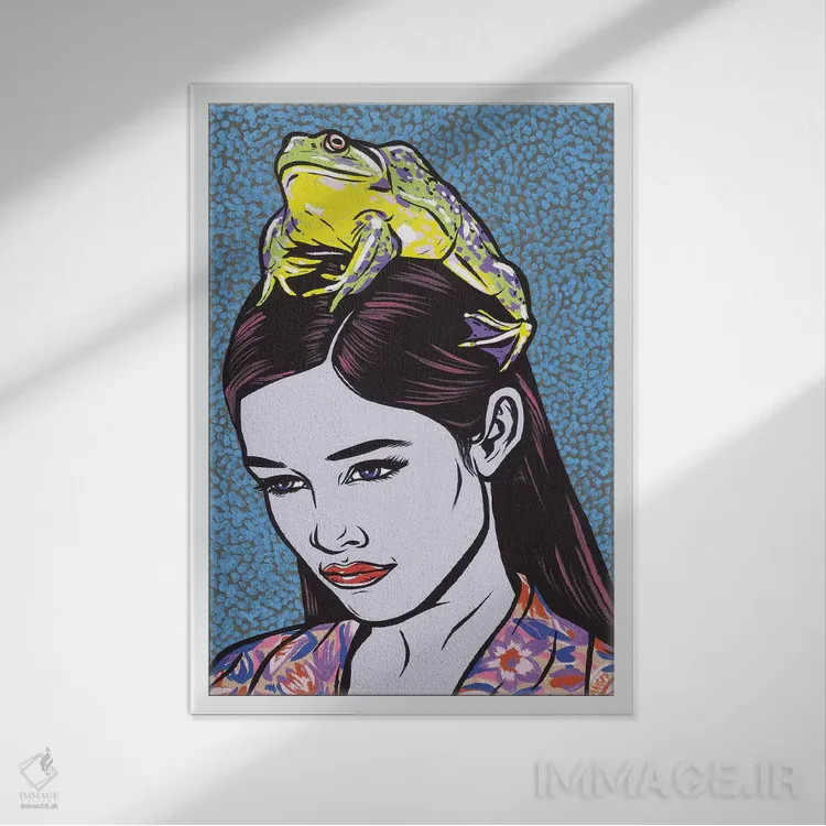 تابلو دختر با قورباغه اثر آلیسون گاتچل - نمای قابدار سفید