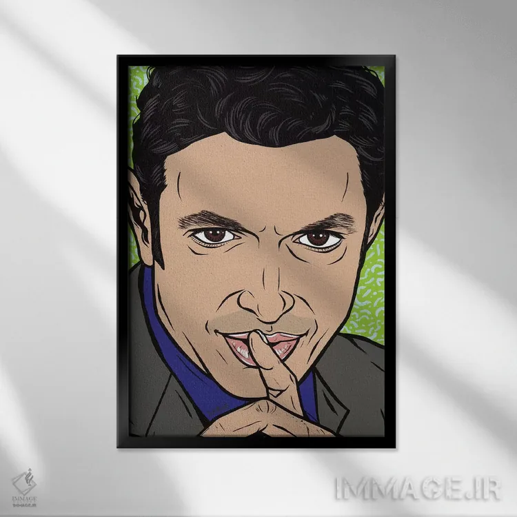 تابلو جف گلدبلوم (بازیگر) اثر آلیسون گاتچل - نمای قابدار مشکی