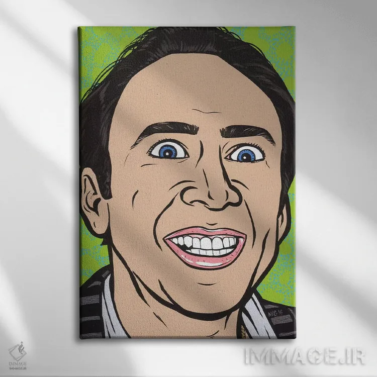 تابلو نیک کیج (بازیگر) اثر آلیسون گاتچل - نمای روبهرو روی دیوار