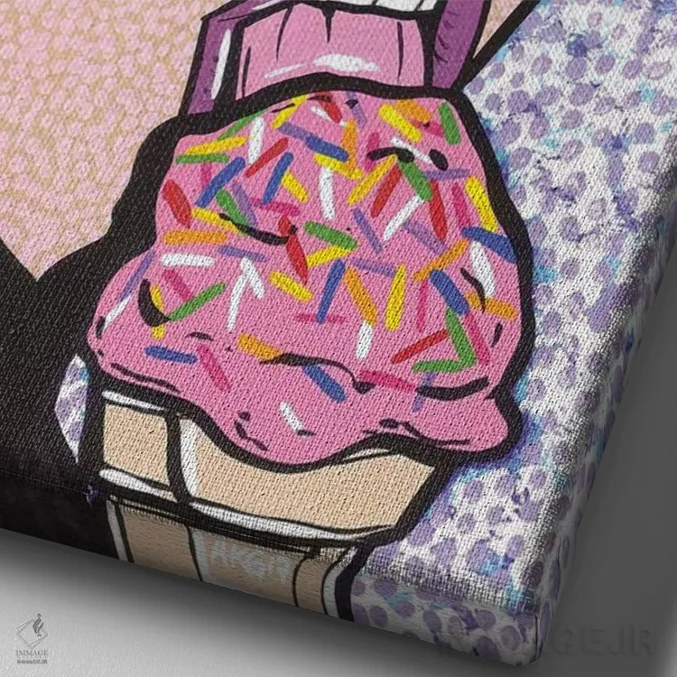 تابلو دختر بستنیخور بلوند اثر آلیسون گاتچل - نمای نزدیک بافت بوم